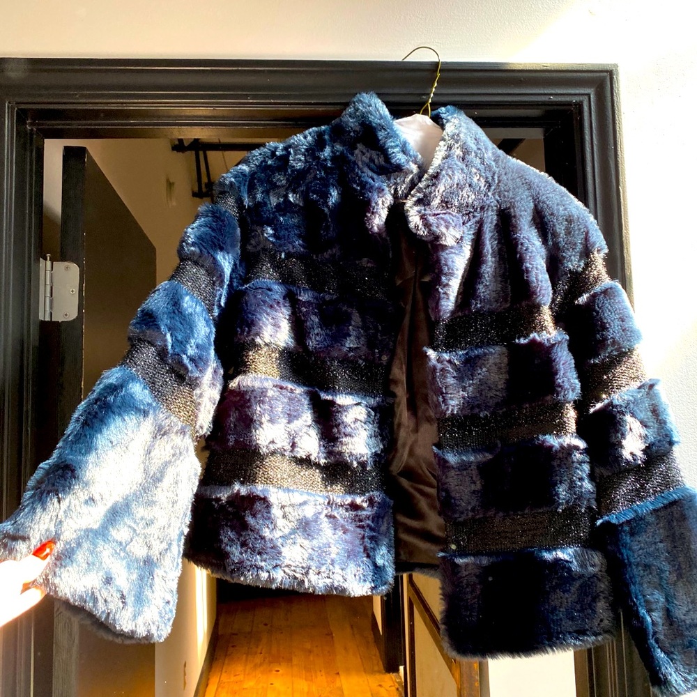 Fabulous furs blue cropped coat